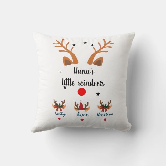 おばあパーソナライズされたちゃんのトナカイ  クッション (裏面)