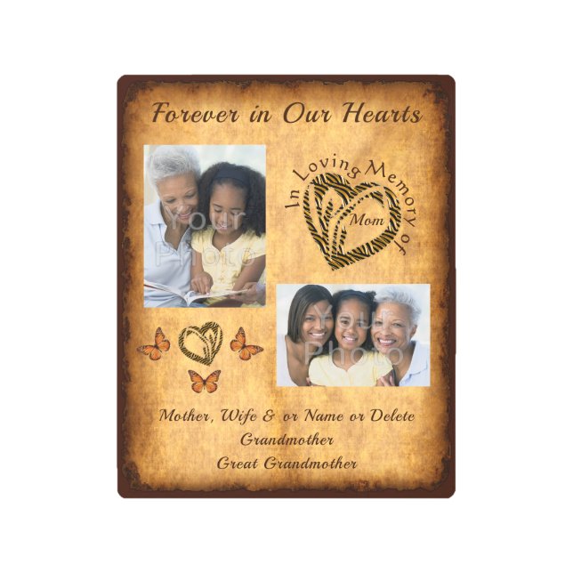 おばあパーソナライズされたちゃんの贈り物を思い出す写真 メタルプリント (正面)