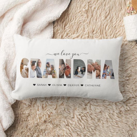 おばあモダンちゃんの写真コラージュメッセージが大好き  ランバークッション (ブランケット)