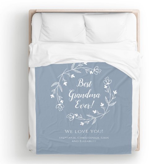 おばあ最高のあの家族の形見グランドキッズダスティブルー フリースブランケット