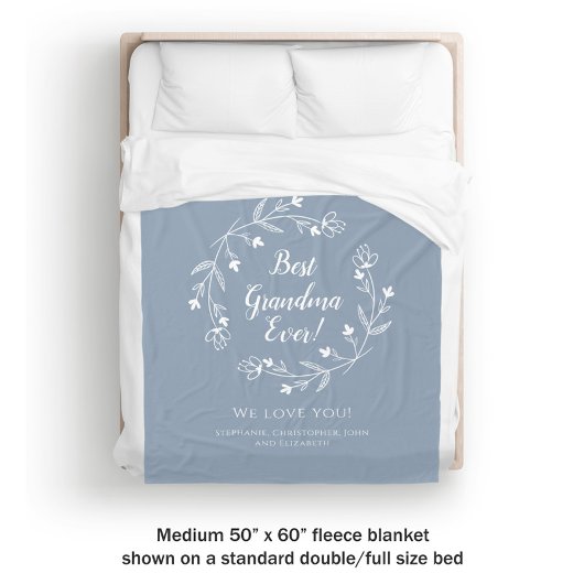 おばあ最高のあの家族の形見グランドキッズダスティブルー フリースブランケット