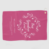 おばあ最高のあん常ゴルファー記念グランドキッズピンク ゴルフタオル (横)