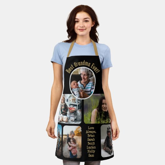 おばあ最高のあーんオールオーバープリントエプロン エプロン (着用した状態)