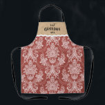 おばあ最高のあーんヴィンテージクリスマス エプロン<br><div class="desc">ヴィンテージ赤と白の飾トイルのパターンで、"おばあちゃん最高の"と言う。焼くのが素晴らし大好きおばあちゃんにプレゼント。自分の好きな名前でパーソナライズする。Blackberry Boulevardによって設計。</div>