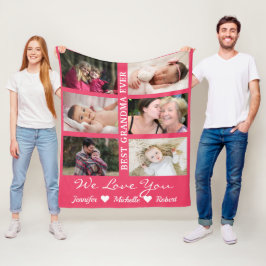 おばあ最高のちゃカスタムん·エバ·写真孫の名前 フリースブランケット