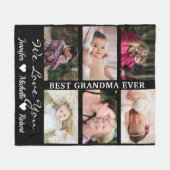 おばあ最高のちゃカスタムん·エバ·写真孫の名前 フリースブランケット (正面(横))