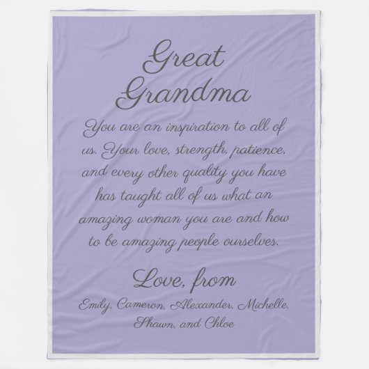 おばあ素晴らしちゃんが子供たちに献上のメッセージ フリースブランケット (正面)