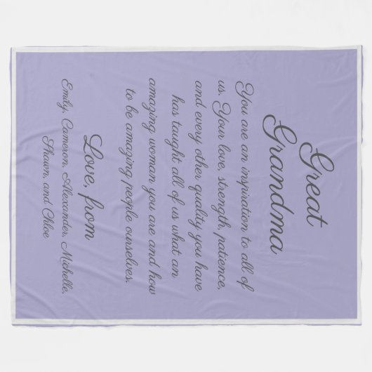 おばあ素晴らしちゃんが子供たちに献上のメッセージ フリースブランケット (正面(横))