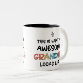 おばあ素晴らしちゃん |おばあちゃんおもしろいへのプレゼント ツートーンマグカップ (正面右)