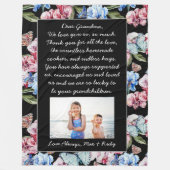 おばあ親愛ちゃん |写真と文字パーソナライズされた フリースブランケット (正面)