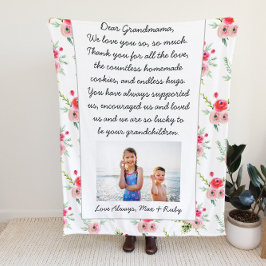 おばあ親愛ちゃん |写真と文字パーソナライズされた フリースブランケット