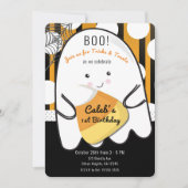 おばけがかわいいハロウィン子供の誕生日パーティー 招待状 (正面)