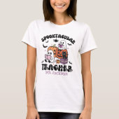 おばけだらけの先生 カスタムネーム かわいいハロウィン Tシャツ (正面)