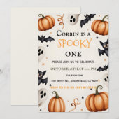 おばけとコウモリのハロウィンお誕生日会招待状 招待状 (正面/裏面)