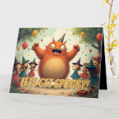 おばけと一緒にパーティーをしよう – かわいいモンスターのパーティー カード (黄色い花)