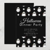 おばけと星の可愛いハロウィンディナー・パーティー 招待状 (正面/裏面)