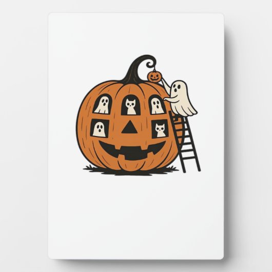 おばけと猫のハロウィンパンプキン フォトプラーク (正面)