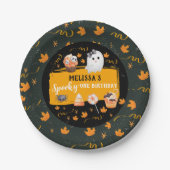 おばけな1歳のハロウィンお誕生日 ペーパープレート (正面)