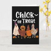 おばけにわとり ハロウィン おもしろ かわいい 女性向け カード (黄色い花)