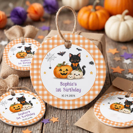 おばけのかわいいハロウィン誕生日パーティーのお礼タグ フェイバータグ