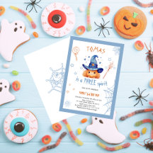 おばけのかわいいハロウィン3歳の誕生日おめでとうボーイ インビテーション