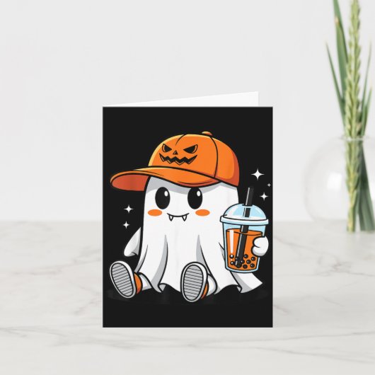 おばけのコーヒードリンク　ハロウィン仮装　コーヒー好き カード (正面)