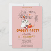 おばけのハロウィンパーティー 誕生日 招待状 (正面)