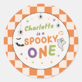 おばけのハロウィン1歳の誕生日ステッカー ラウンドシール (正面)