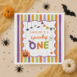 おばけのハロウィン1歳の誕生日ペーパー製ナプキン スタンダードカクテルナプキン