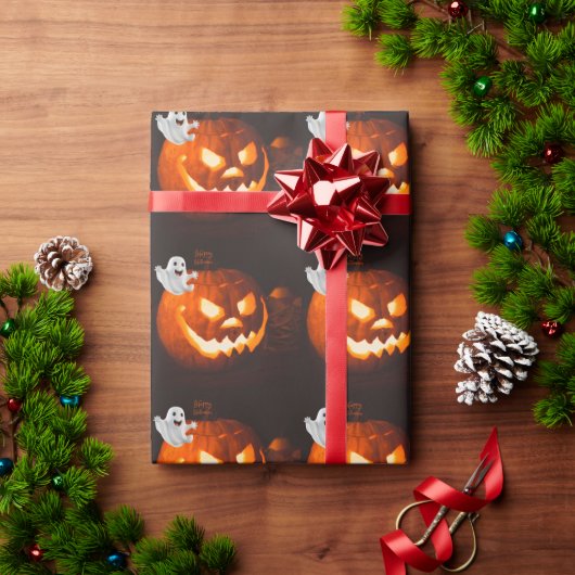 おばけのハロウィン かわいいお化け ラッピングペーパー (クリスマスギフト)