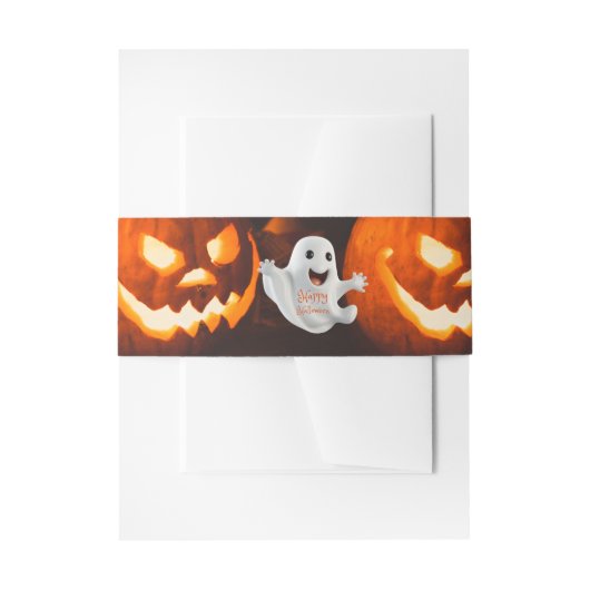 おばけのハロウィン かわいいお化け 招待状ベリーバンド (正面例)