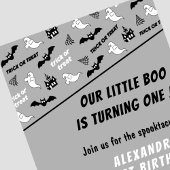 おばけのハロウィン グレー 1歳の誕生日 招待状