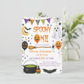 おばけのハロウィン・ピンクの1歳の誕生日 招待状 (スタンド正面)