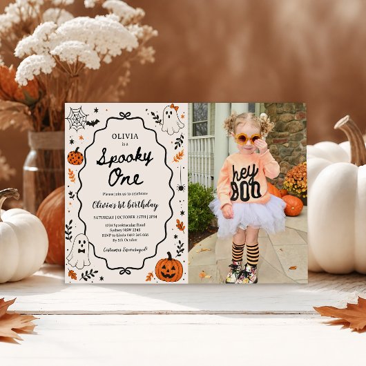 おばけのハロウィン 1歳の誕生日フォト 招待状