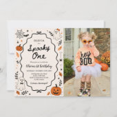 おばけのハロウィン 1歳の誕生日フォト 招待状 (正面)