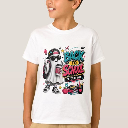 おばけのハロウィンTシャツで楽しい学校生活を Tシャツ (正面)