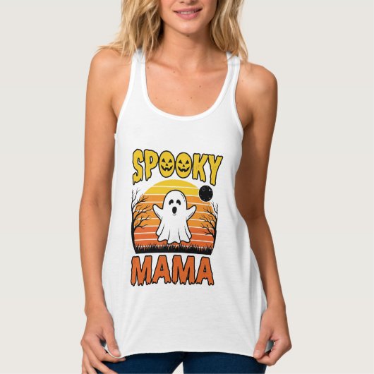 おばけのママ ビンテージ ゴースト ハロウィン Tシャツ デザイン 1 (正面)