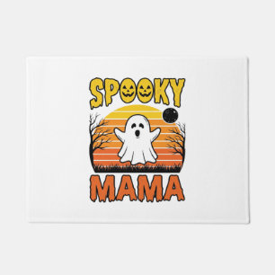 おばけのママ ヴィンテージ ゴースト ハロウィン Tシャツ デザイン_1 ドアマット