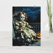 おばけの人形とハロウィンのカボチャ カード (正面)