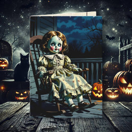 おばけの人形とハロウィンのカボチャ カード