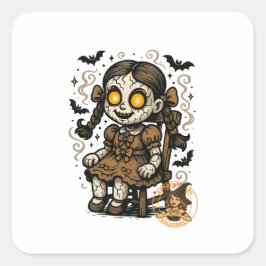 おばけの人形 - ハロウィーンのカートゥーン スクエアシール