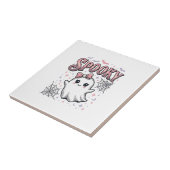 おばけの可愛い幽霊 ヴィンテージ ハロウィンTシャツ デザイン_1 タイル (側面)