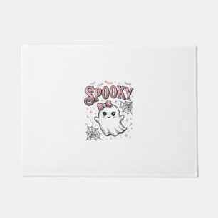 おばけの可愛い幽霊 ヴィンテージ ハロウィンTシャツ デザイン_1 ドアマット