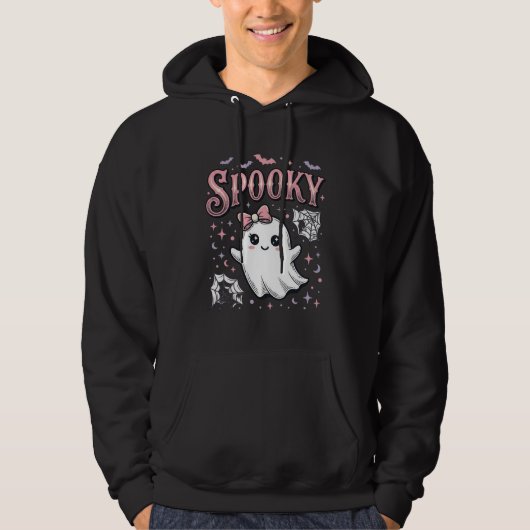 おばけの可愛い幽霊 ヴィンテージ ハロウィンTシャツ デザイン_1 パーカ (正面)