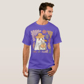 おばけの季節のかわいいレトロな幽霊の花柄のヴィンテージサマ Tシャツ (正面フル)