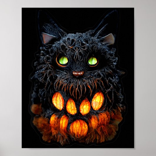 おばけの季節 ジャック・オ・ランタン ハロウィン 黒猫 ポスター (正面)