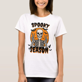 おばけの季節、ハロウィンのドクロ おもしろTシャツ Tシャツ