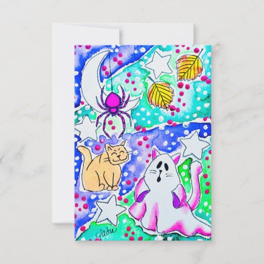 おばけの猫と幽霊 招待状 (正面)