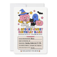 おばけの甘いハロウィンお誕生日会の招待状