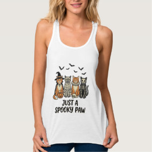 おばけの肉球ハロウィン猫ビンテージTシャツデザイン_1 タンクトップ